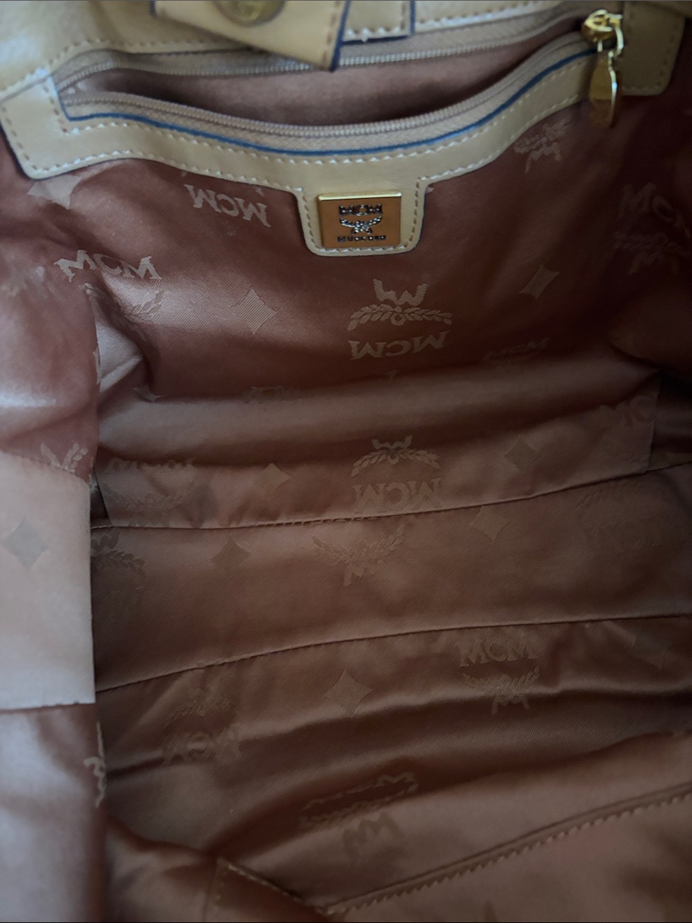 MCM Cognac Visetos Logo Drawstring Crossbody/Shoulder Bag - Picture 9 of 12
